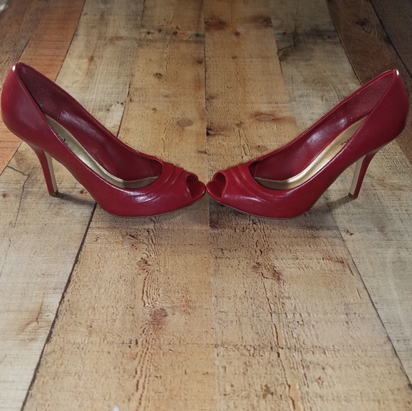 Paprika Red Open Toe Heels - Picture 6 of 7
